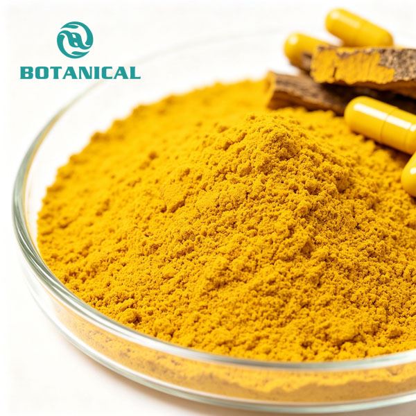 Fine Phellodendron Berberine Powder with Capsules Close Shot